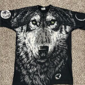 Vintage 90s Liquid Blue Wolf AOP 1995 T Shirt Y2K John Connell L